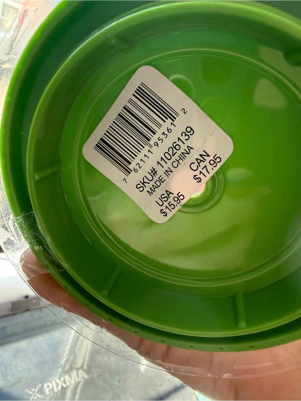 Starbucks Clear Tumbler with Neon Pink Dome Lid and Green Flat lid